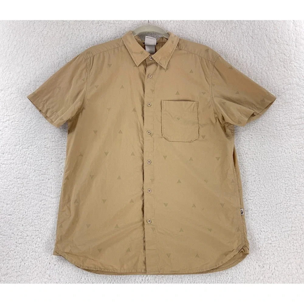 The North Face Brown Baytrail Pattern Button-Up‎ Shirt Mens Short Sleeve Size L